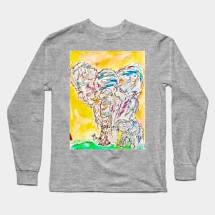 Scribble Elephants Long Sleeve T-Shirt